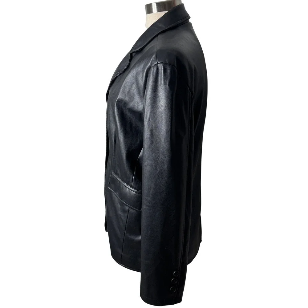 Urban Outfitters Lexi Oversized‎ Faux Leather Blazer Black Jacket Womens Small